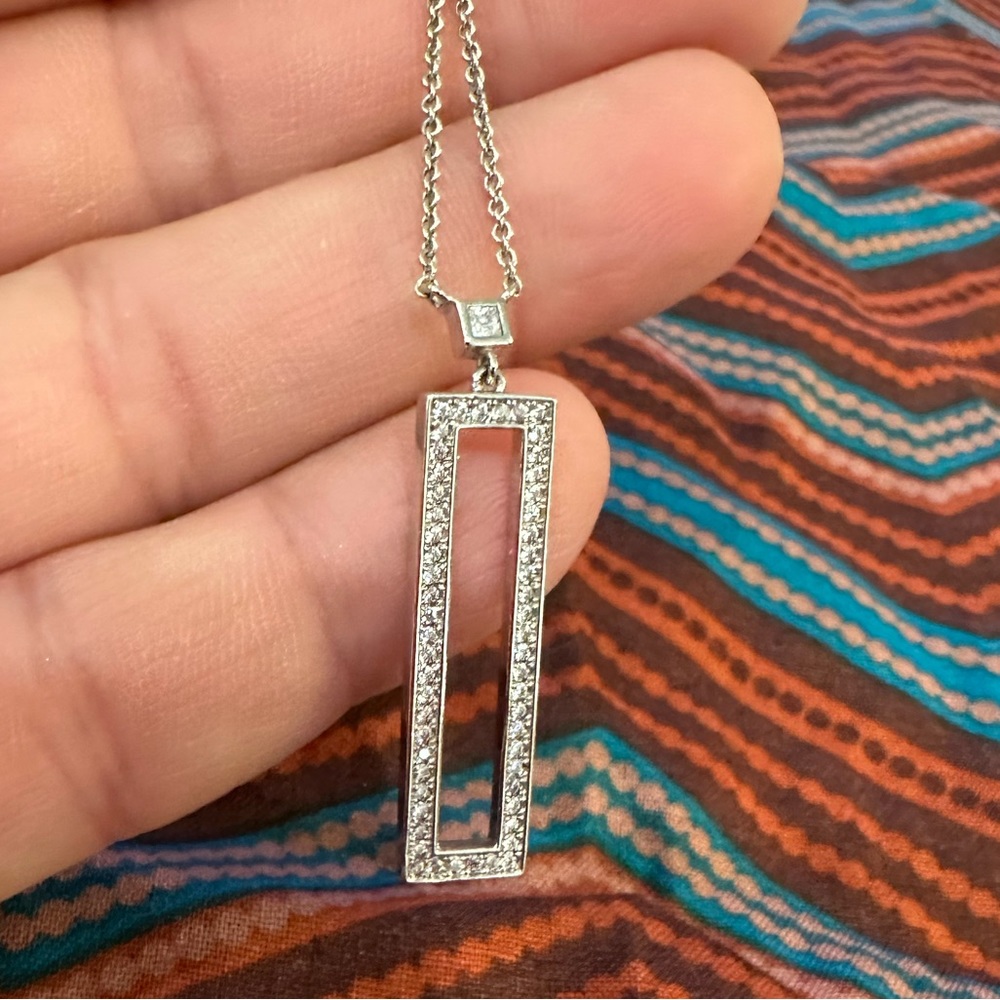 Landau Diamondess Silver Open Rectangular Pave Fl… - image 4